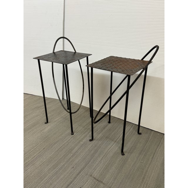 Rhode Island School of Design Wrought Iron Side Tables, Pair For Sale - Image 11 of 12
