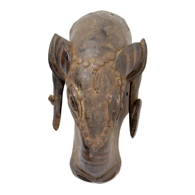 Early 20th Century Baule Wooden Ram Mask Gbagba Cote d'Ivoire For Sale