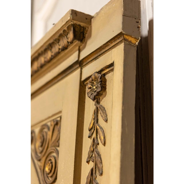Mid 20th Century French Empire Style Beige Painted Trumeau Mirror with Carved Gilt Décor For Sale - Image 10 of 13