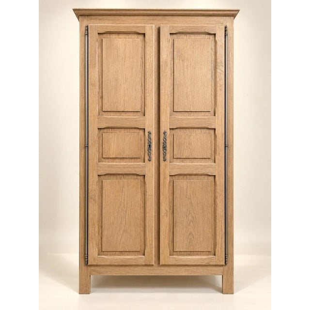 Classic Provincial Oak Sandblasted Two-Door Wardrobe, 1890s For Sale - Image 5 of 5