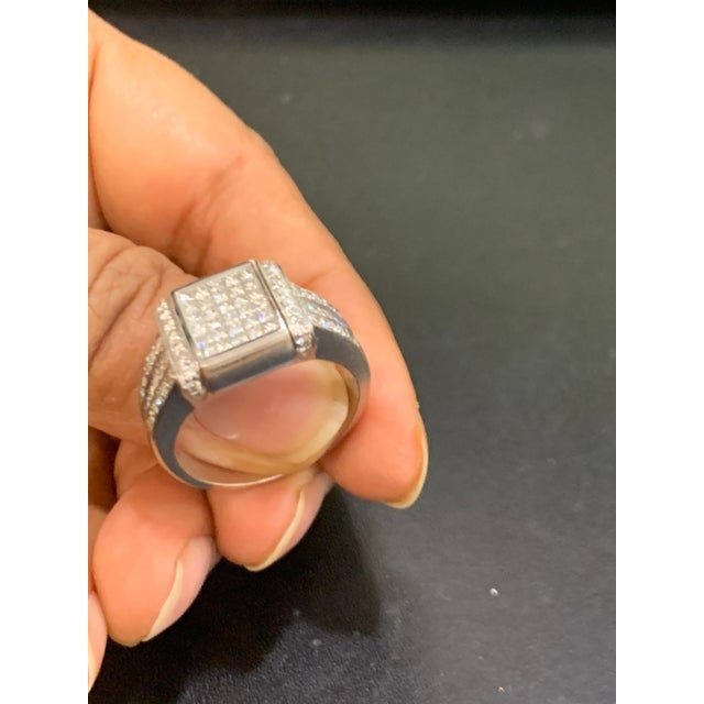 1.5 Carat Princess Cut Diamond & 1 Ct Blue Sapphire Flip Ring 14 K Gold, Unisex For Sale - Image 11 of 18