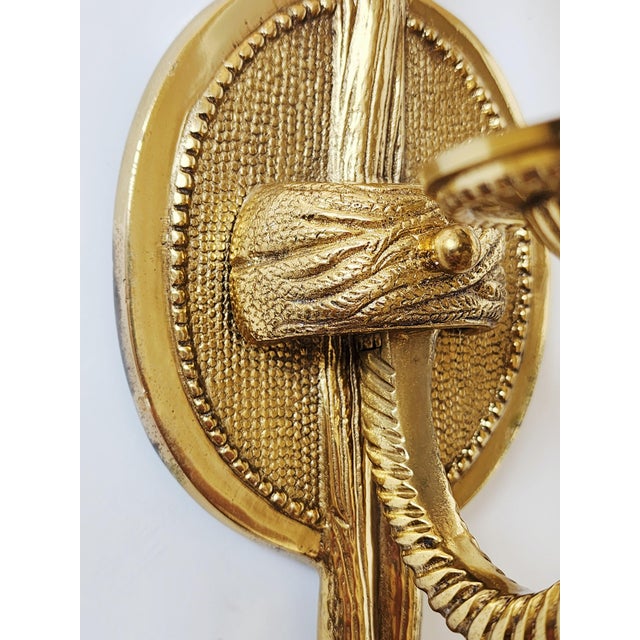 Vintage French Neoclassical Style Brass Wall Sconces-a Pair For Sale - Image 10 of 12