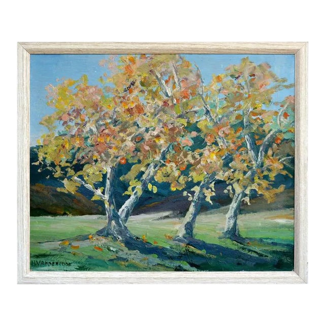 Late 20th Century "Carmel Valley Sycamores" Landscape Oil Painting, Framed For Sale