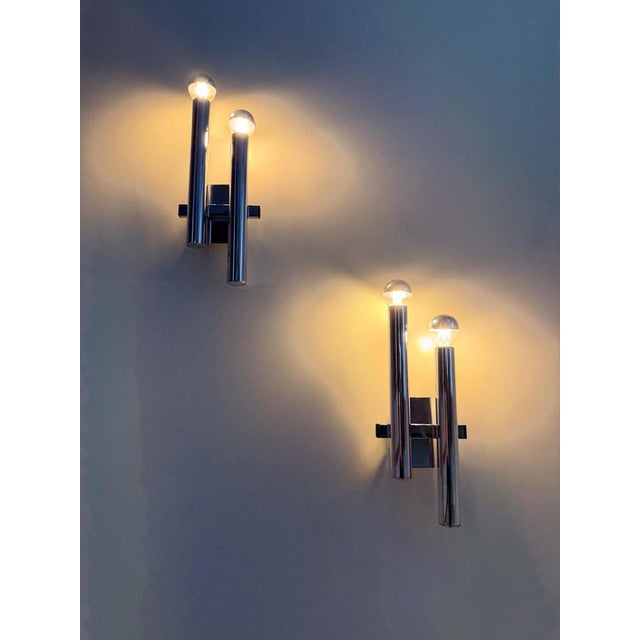 Mid-Century Italian Chrome Sconces attributed to Sciolari, 1970s, Set of 2 For Sale - Image 15 of 18