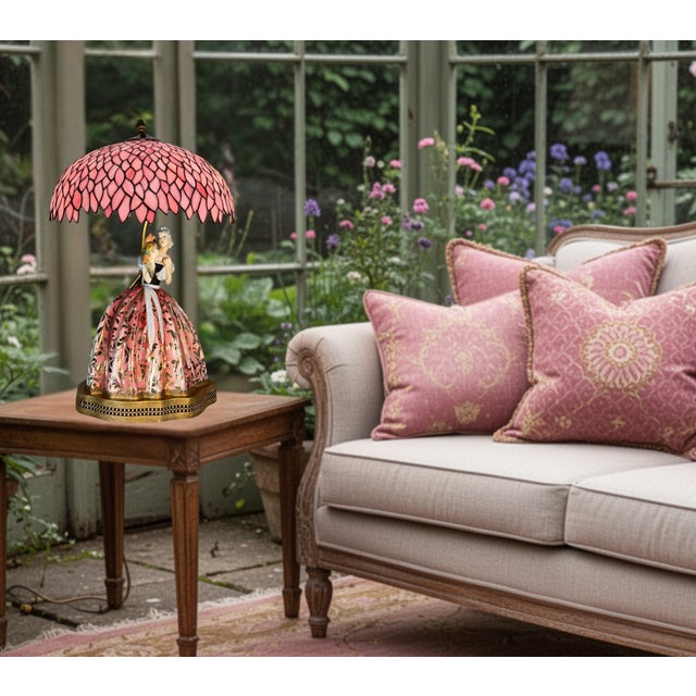 Early 20th Century Bertolotti Capodimonte Signed Arturo Pannunzio Porcelain Rococo Lady With a Parrot Table Lamp For Sale - Image 5 of 18