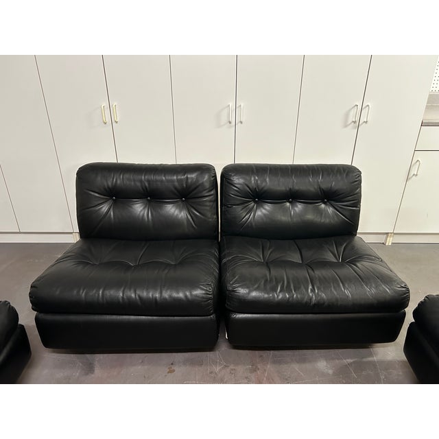 Animal Skin Circa 1970 Original Black Leather Amanta Lounge Chairs by Mario Bellini for C&b Italia For Sale - Image 7 of 18
