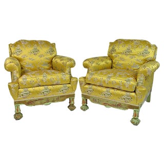 Living Room Set with Chinoiserie Decoration in Original Silk Fabric, France, 1890s, Set of 3 For Sale