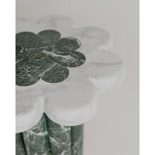 Red Rosa Marble and Brass Marbelle Side Table by Esther Knopfler For Sale - Image 13 of 17