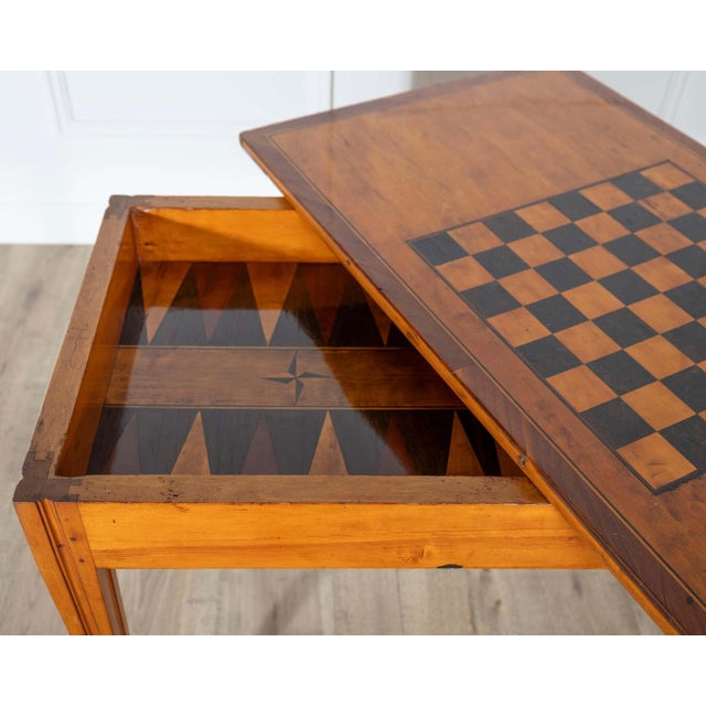 Brown 19th Century Late Gustavian Cherry and Nutwood Game Table with Checkerboard and Backgammon For Sale - Image 8 of 9