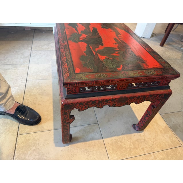 1920s Chinese Red Lacquered Table For Sale In Los Angeles - Image 6 of 13