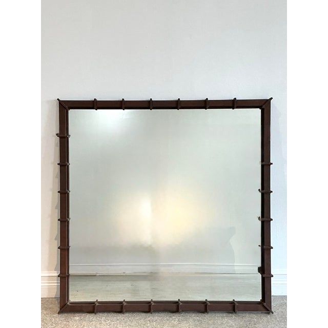 Brown Vintage Patinated Wrought Iron Mirror For Sale - Image 8 of 12