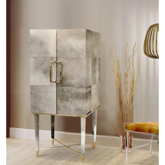 Safari Steel & Cowhide Bar Cabinet For Sale - Image 10 of 12