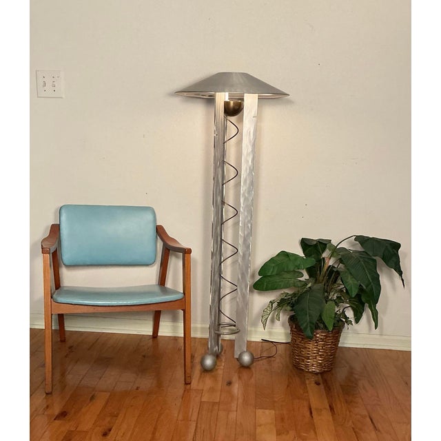Memphis Style Robert Sonneman Brushed Aluminum Floor Lamp for George Kovacs, Usa 1988 For Sale - Image 11 of 12