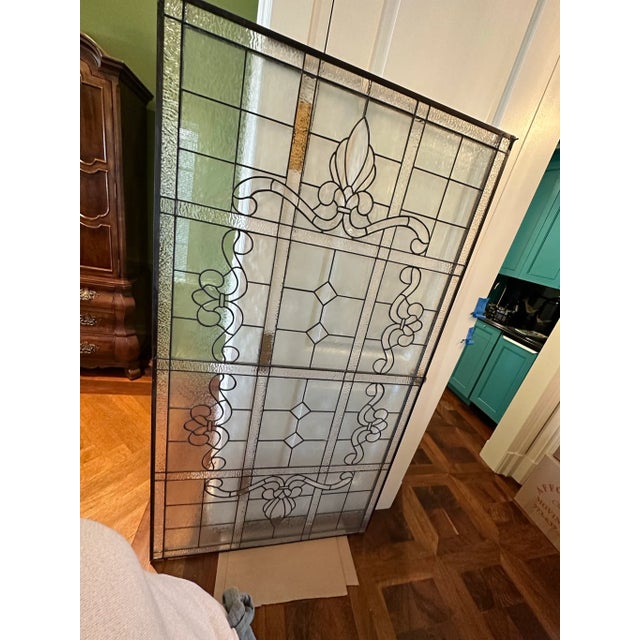 21st Century Traditional Leaded Glass Window 39.75 X 71 For Sale - Image 9 of 12