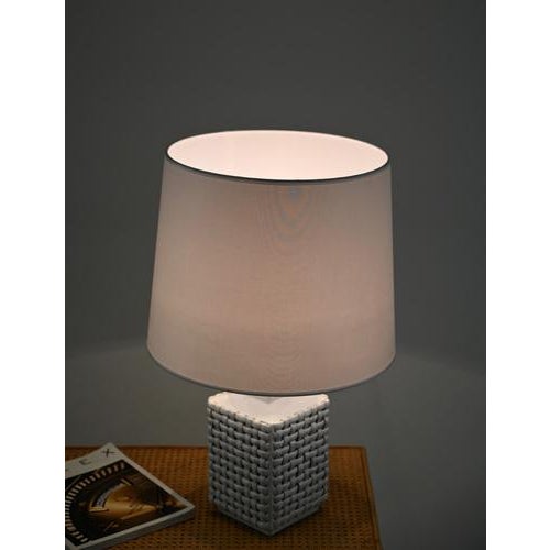 Mid-Century Italian Glazed White Ceramic Table Lamp by Tommaso Barbi, 1970s For Sale - Image 11 of 16