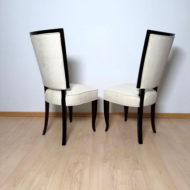 Art Deco Dining Chairs in Lacquer & Alcantara, Paris, 1930, Set of 10 For Sale - Image 12 of 18
