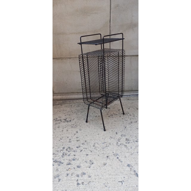 1960s Mid-Century Modern Richard Galef Perforated Metal Mesh Magazine Album Rack For Sale - Image 4 of 12