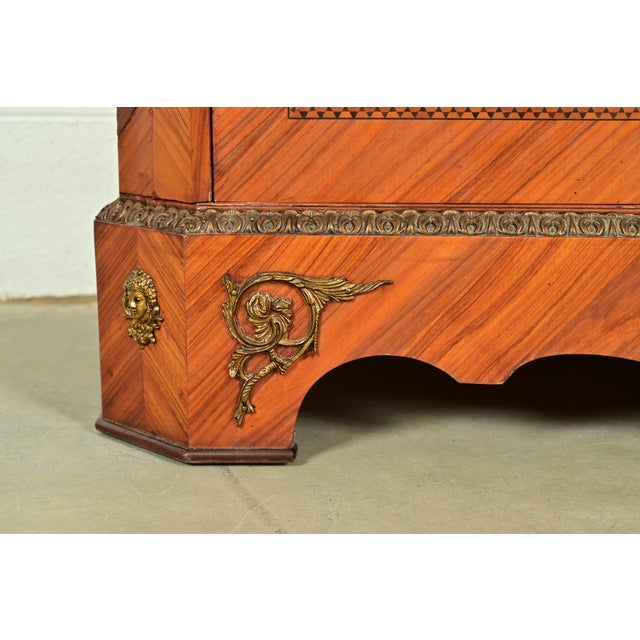 Paul Sormani Style French Regency Louis XVI Kingwood Inlaid Marquetry Marble Top Commode With Mounted Gilt Bronze Ormolu For Sale - Image 12 of 18
