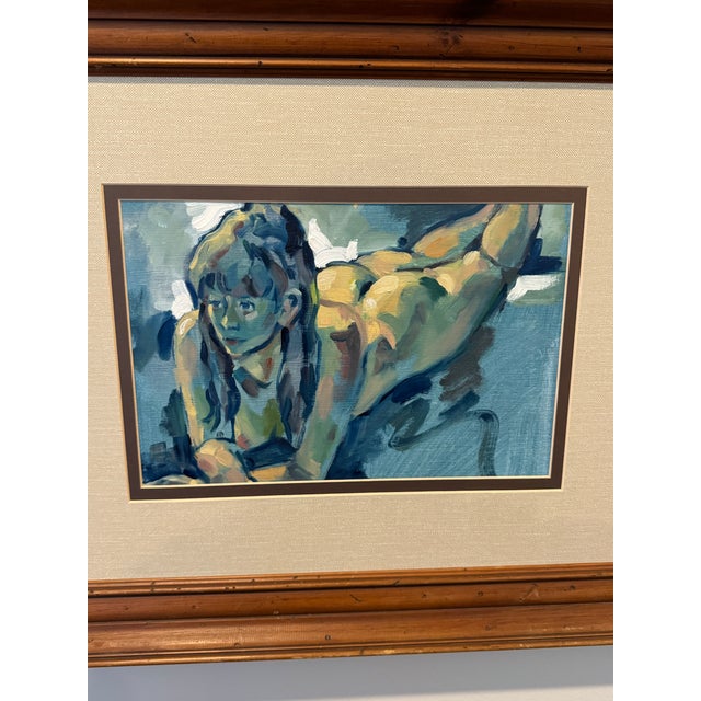 Portraiture Original Oil on Canvas Board Nude Painting by Artist "Lisa K" Framed For Sale - Image 3 of 9