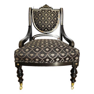 Antique Ebony Chair With Mother of Pearl Inlay -Set of 2 For Sale