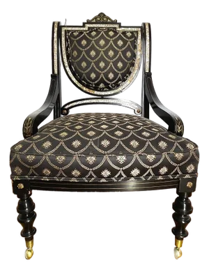 Antique Ebony Chair With Mother of Pearl Inlay -Set of 2