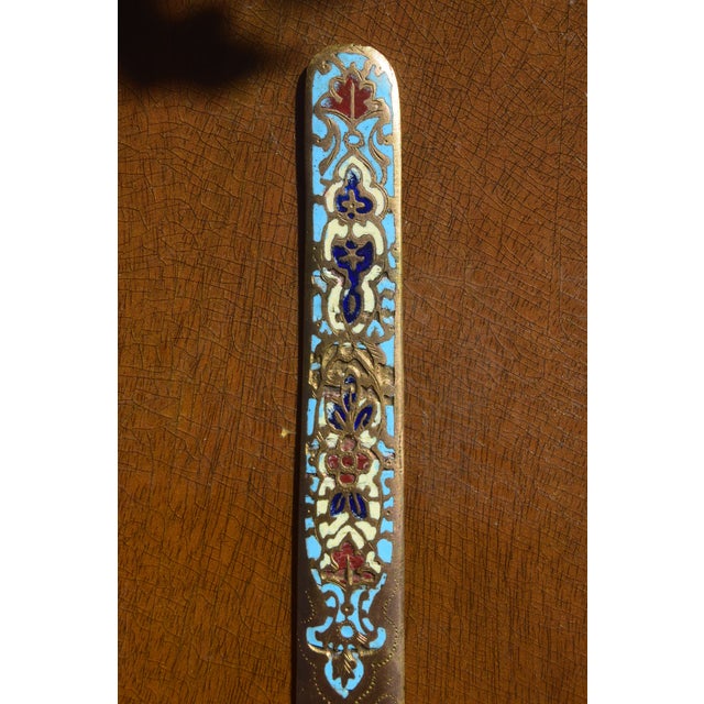 Antique Champlevé Enamel Bronze Letter Opener For Sale - Image 4 of 4
