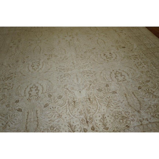 Zabihi Collection Large White Antique Persian Tabriz Rug For Sale - Image 11 of 12