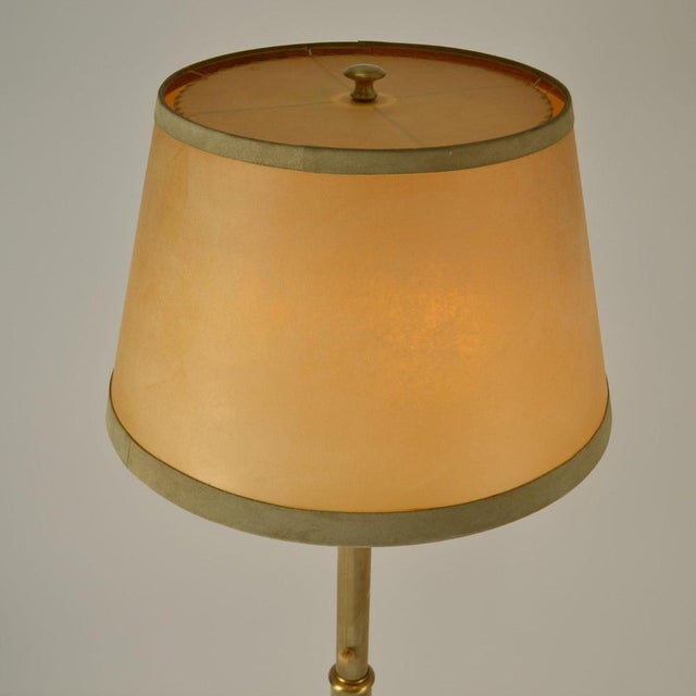 Brown Leather and Parchment Floor Lamp, 1960s For Sale - Image 8 of 13