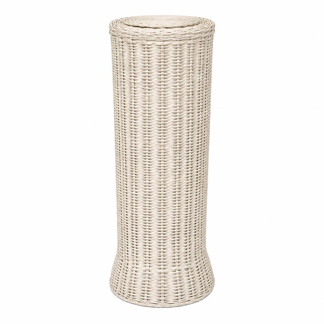 White Round Wicker Pedestal For Sale