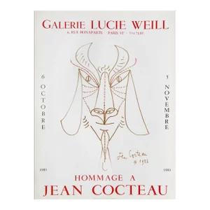 1983 Jean Cocteau Lucie Weill Gallery Poster