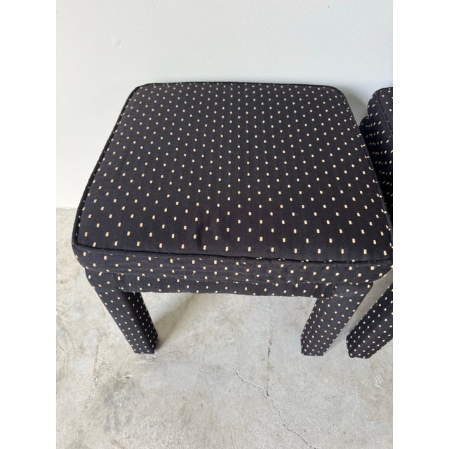 1980’s Postmodern Milo Baughman Parsons-Style Upholstered Ottomans – A Pair For Sale - Image 11 of 11