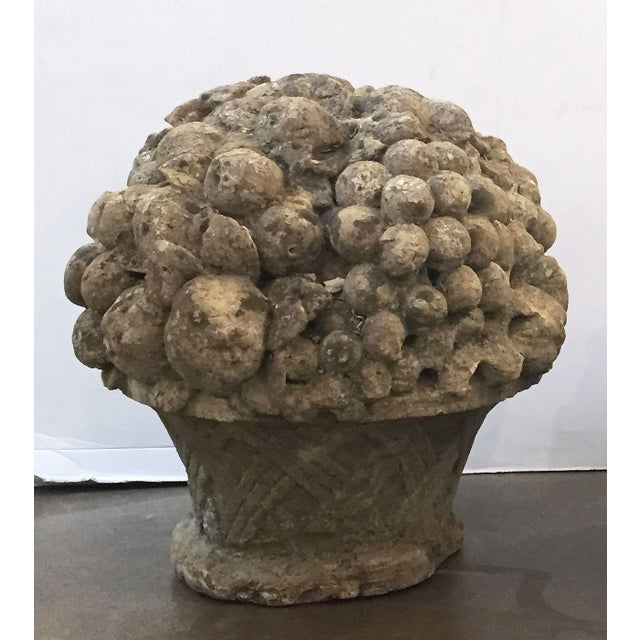Stone Gray Garden Stone Baskets or Bouquets of Fruit From England - Two Available For Sale - Image 8 of 9