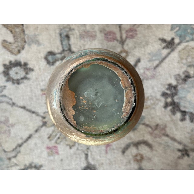 Large Glass Vase With Copper Verdigris Overlay For Sale - Image 10 of 12