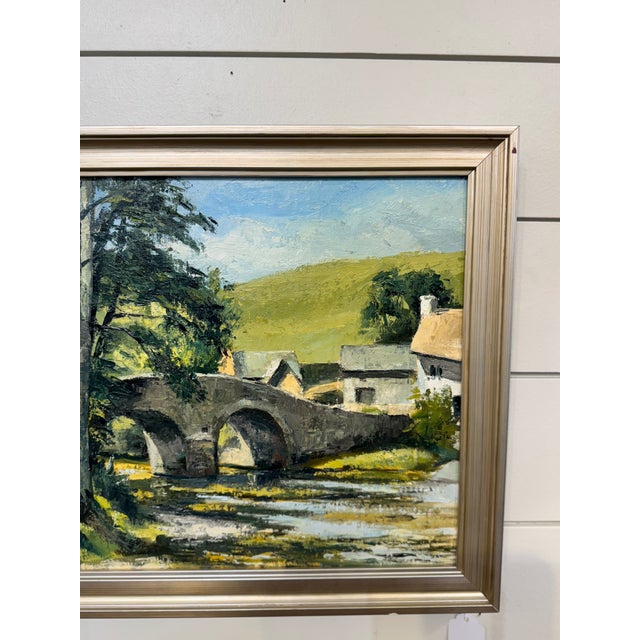 Early 20th Century Bridge Over Stream Oil Painting For Sale - Image 5 of 5