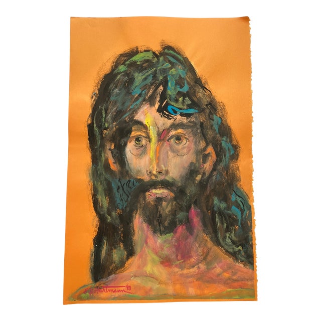 Contemporary Original E.J.Hartmann Abstract Male Portrait Painting Signed For Sale