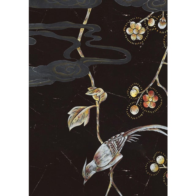 W36'* H100"/Panel, Antique-Style Coromandel Black Chinoiserie Wallpaper For Sale - Image 4 of 10