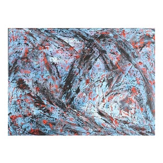 Vintage Mid Century Abstract Expressionist Oil Painting For Sale