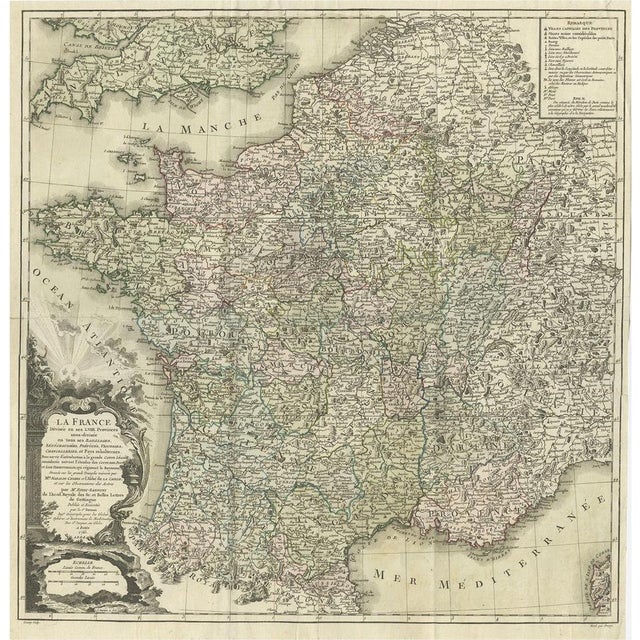 Mid 18th Century Antique Map of France by Zannoni, 1765 For Sale - Image 5 of 5