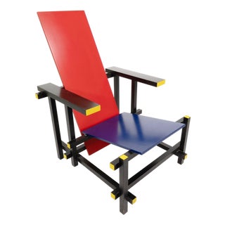 Red and Blue Chair by Gerrit Rietveld for Cassina For Sale