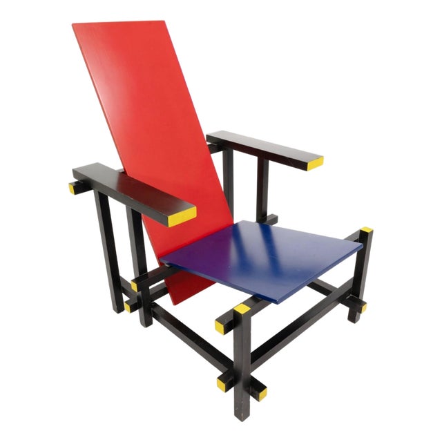 Red and Blue Chair by Gerrit Rietveld for Cassina For Sale