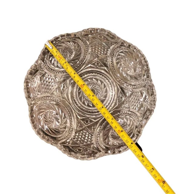 Vintage Deep Cut Leaded Crystal Bowl With Scalloped Edge For Sale - Image 10 of 11