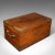 This is an antique campaign correspondence box. An Anglo-Indian, teak and brass bound Colonial traveller's writing case,...