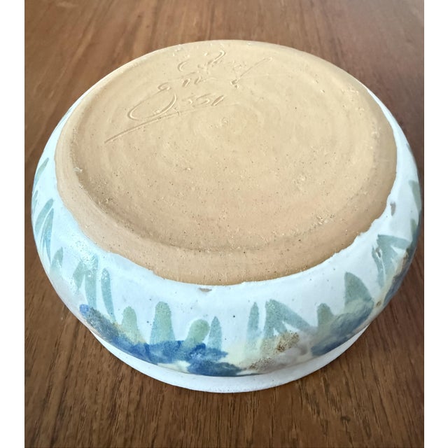 Vintage Handmade Ceramic Bowl With Floral Design For Sale - Image 4 of 8