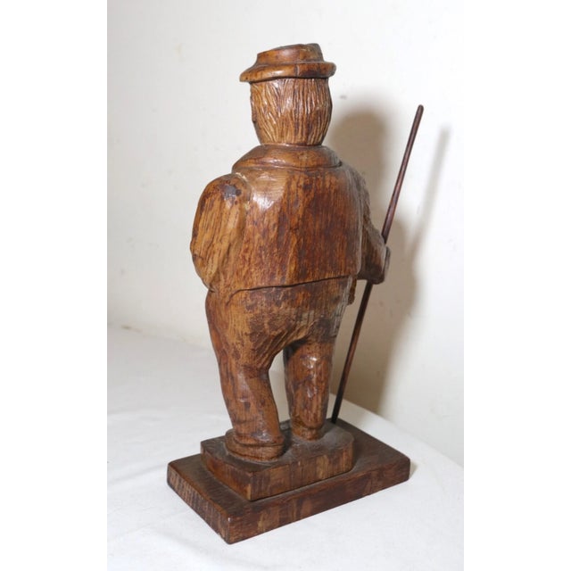 Wood Antique 1751 Folk Art Hand Carved Wood Figural Jaeger Man Sculpture Statue For Sale - Image 7 of 12