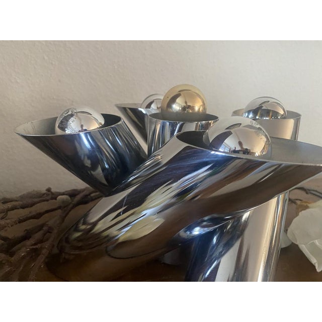 Space Age Ceiling Lamp in Chrome attributed to Reggiani, Italy, 1970s, in Good conditions. Designed 1960 to 1969 This...