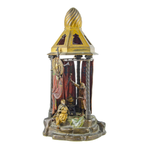 1910s Jugendstil Cold-Painted Orientalist Bronze Sculptural Table Lamp by Franz Bergmann/Nam Greb, Austria