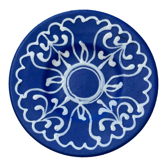Lidia Barth Tihany Petite Blue White Glaze Petite Wall Plate Hungarian For Sale