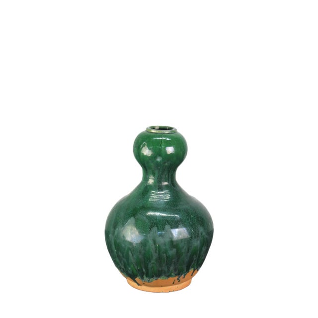 2010s Green Gourd Shape Vase For Sale - Image 5 of 5