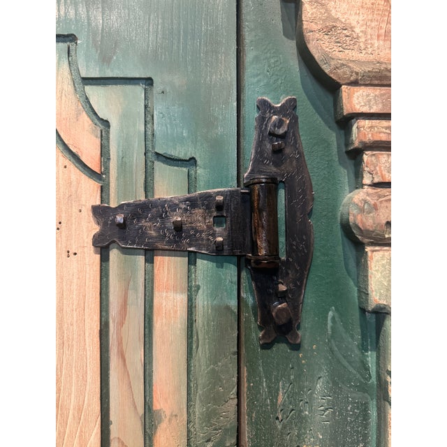 Custom-Made Italian Style Folk-Painted Farmhouse Armoire Cabinet, C. 1990s For Sale - Image 15 of 15