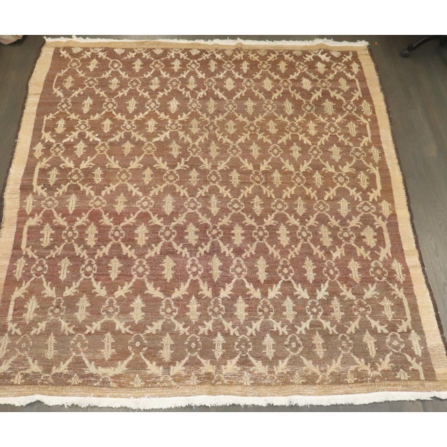 Mid 20th Century Vintage Zabihi Collection Turkish Konya Square Room Size Rug - 7'11" x 9'2" For Sale - Image 5 of 12